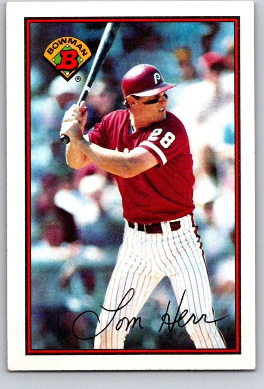 1989 Bowman #403 Tom Herr Phillies MLB Baseball Image 1