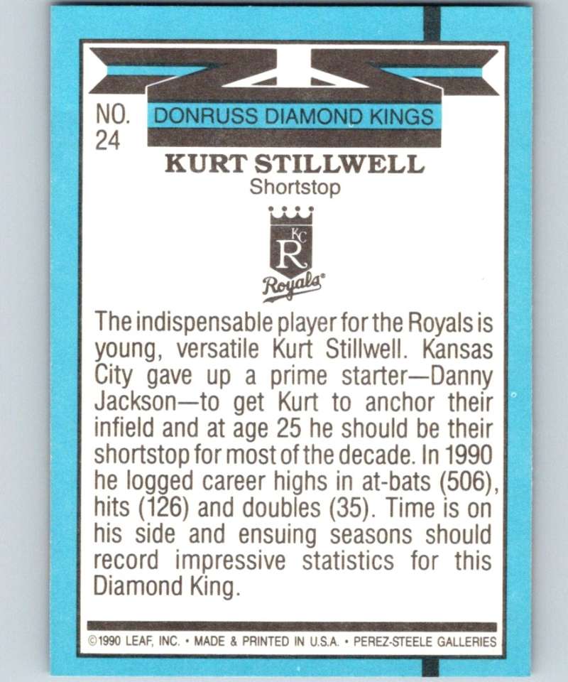 1991 Donruss #24 Kurt Stillwell Royals DK MLB Baseball Image 2
