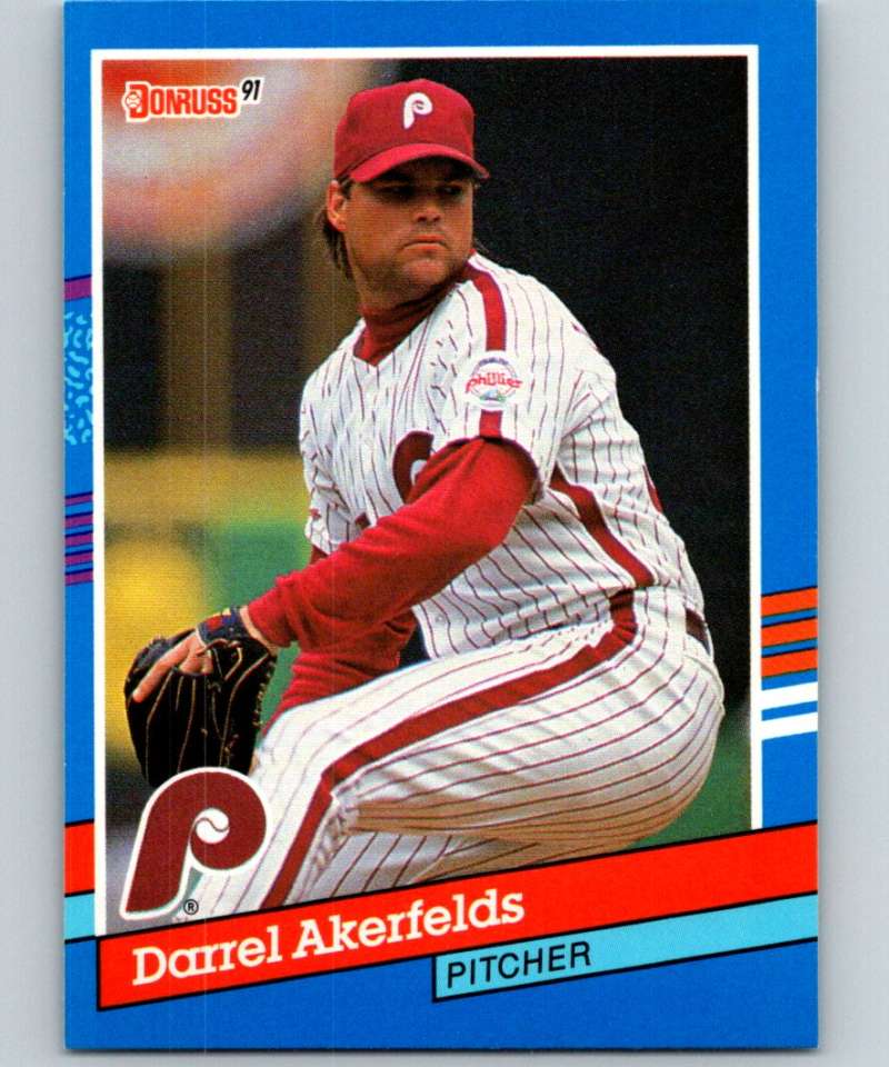 1991 Donruss #110 Darrel Akerfelds Phillies MLB Baseball Image 1