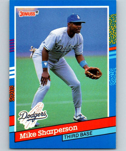 1991 Donruss #168 Mike Sharperson Dodgers MLB Baseball Image 1