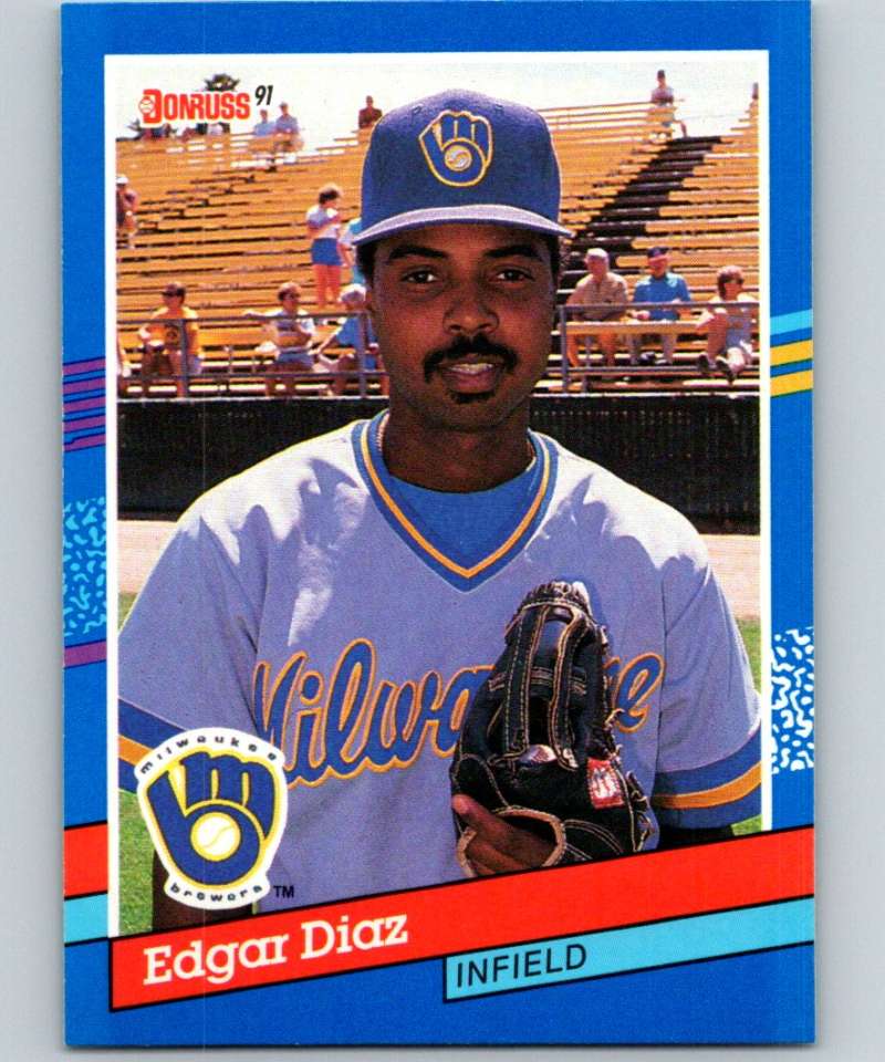 1991 Donruss #197 Edgar Diaz Brewers MLB Baseball Image 1