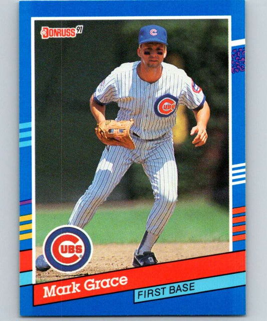 1991 Donruss #199 Mark Grace Cubs MLB Baseball Image 1