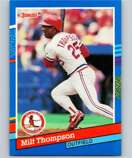 1991 Donruss #225 Milt Thompson Cardinals MLB Baseball Image 1