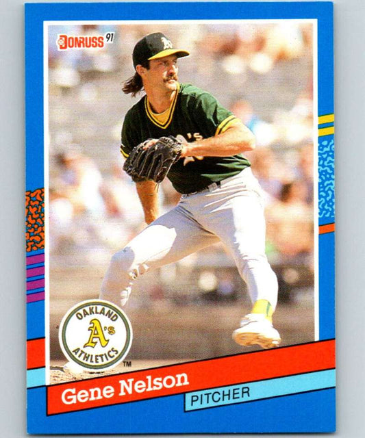 1991 Donruss #385 Gene Nelson Athletics MLB Baseball Image 1
