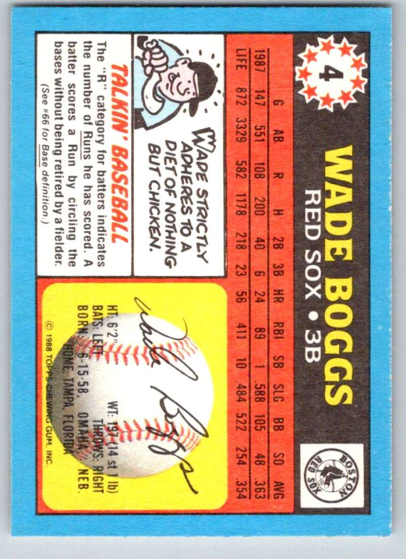 1988 Topps UK Minis #4 Wade Boggs Red Sox MLB Baseball