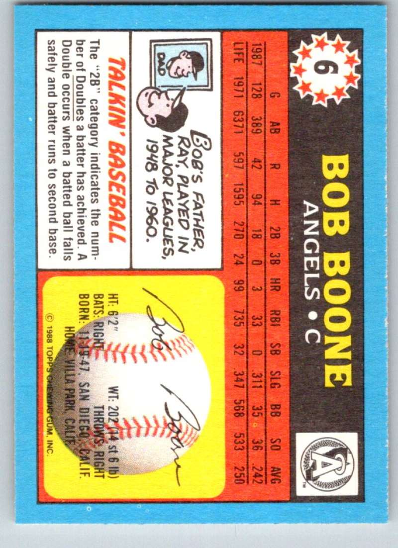 1988 Topps UK Minis #6 Bob Boone Angels MLB Baseball Image 2