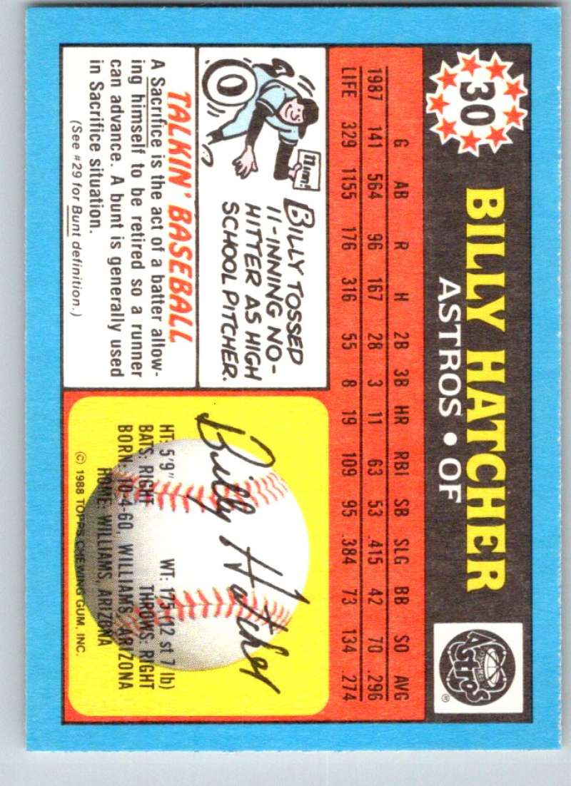 1988 Topps UK Minis #30 Billy Hatcher Astros MLB Baseball Image 2