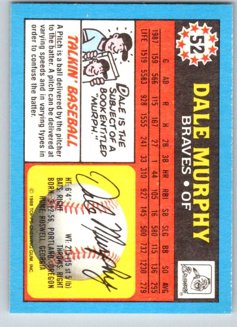 1988 Topps UK Minis #52 Dale Murphy Braves MLB Baseball