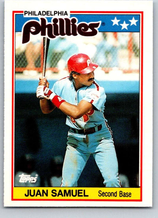 1988 Topps UK Minis #64 Juan Samuel Phillies MLB Baseball Image 1
