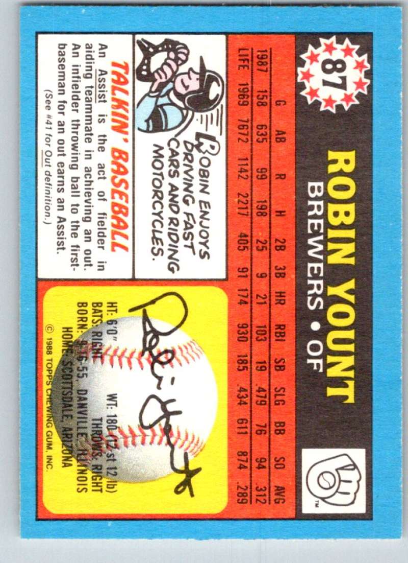 1988 Topps UK Minis #87 Robin Yount Brewers MLB Baseball
