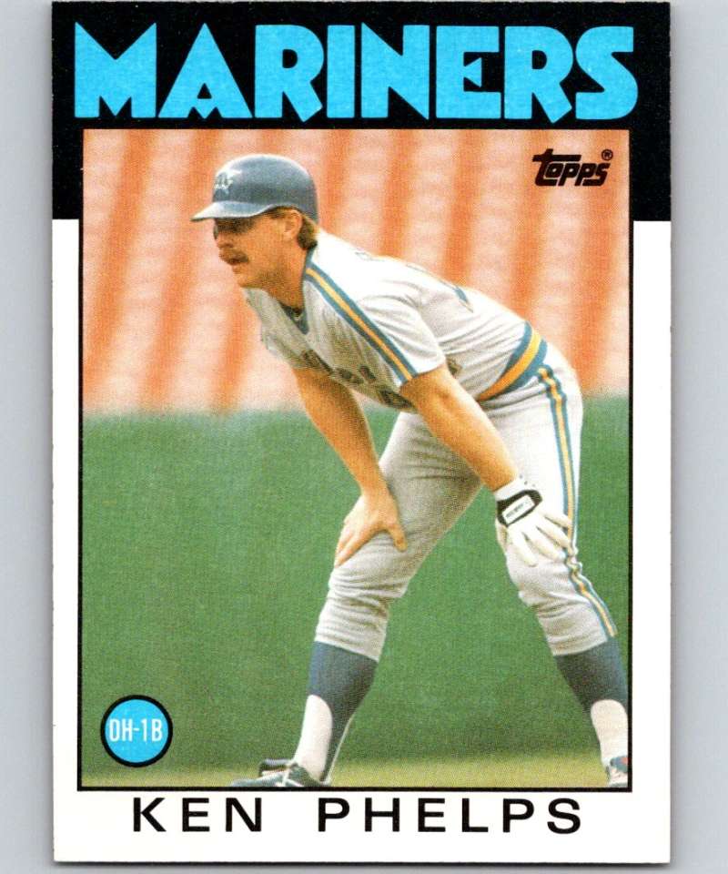 1986 Topps #34 Ken Phelps Mariners MLB Baseball Image 1