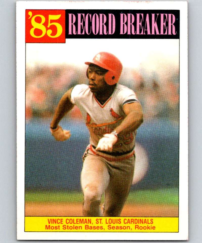 1986 Topps #201 Vince Coleman Cardinals RB MLB Baseball Image 1