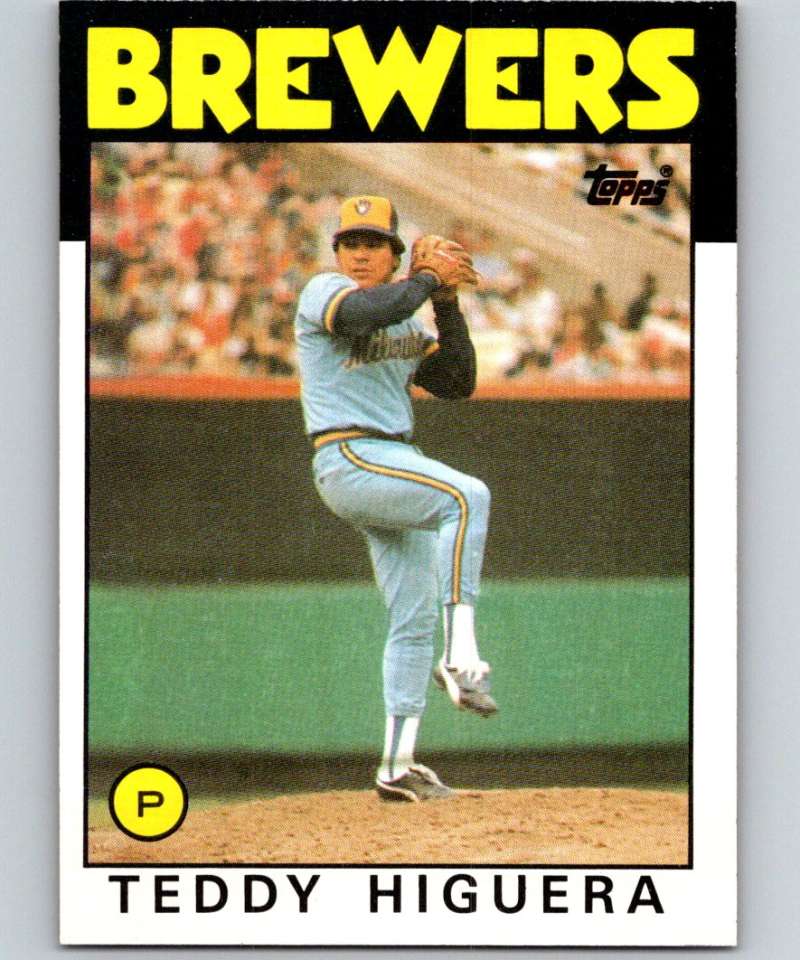 1986 Topps #347 Teddy Higuera RC Rookie Brewers MLB Baseball Image 1