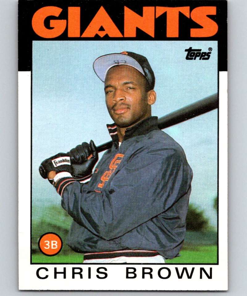 1986 Topps #383 Chris Brown RC Rookie Giants MLB Baseball Image 1