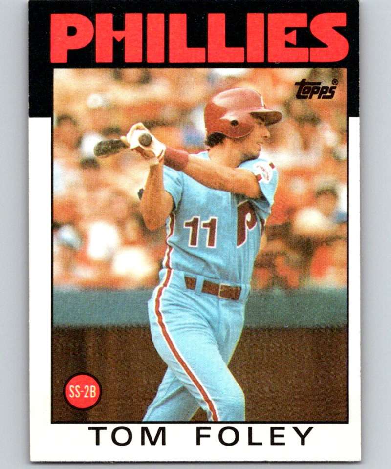 1986 Topps #466 Tom Foley Phillies MLB Baseball Image 1