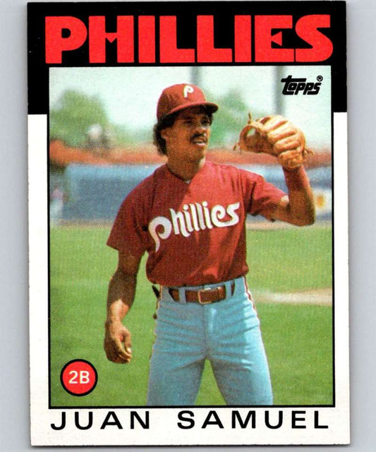 1986 Topps #475 Juan Samuel Phillies MLB Baseball Image 1