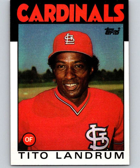 1986 Topps #498 Tito Landrum Cardinals MLB Baseball Image 1