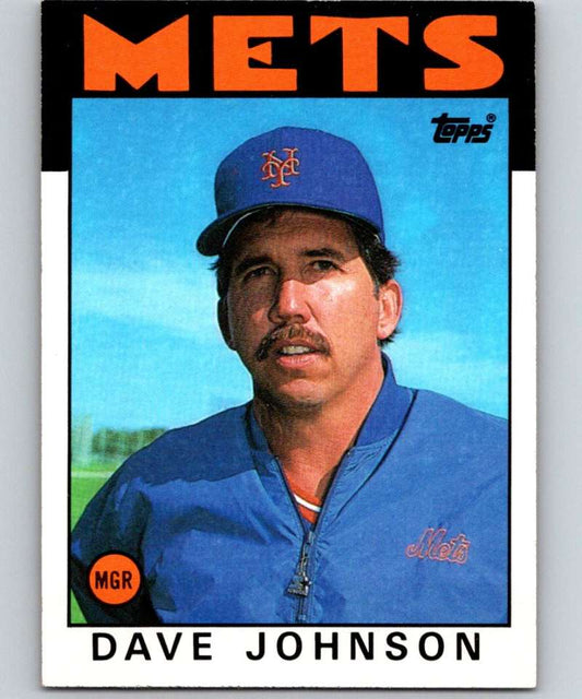 1986 Topps #501 Dave Johnson Mets MG MLB Baseball Image 1