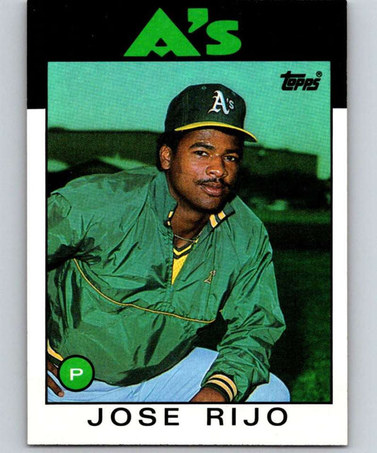 1986 Topps #536 Jose Rijo Athletics MLB Baseball Image 1