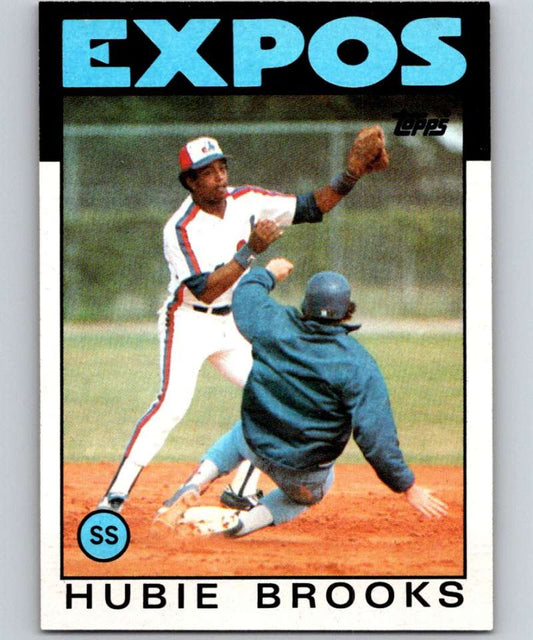 1986 Topps #555 Hubie Brooks Expos MLB Baseball Image 1