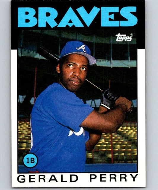 1986 Topps #557 Gerald Perry Braves MLB Baseball Image 1