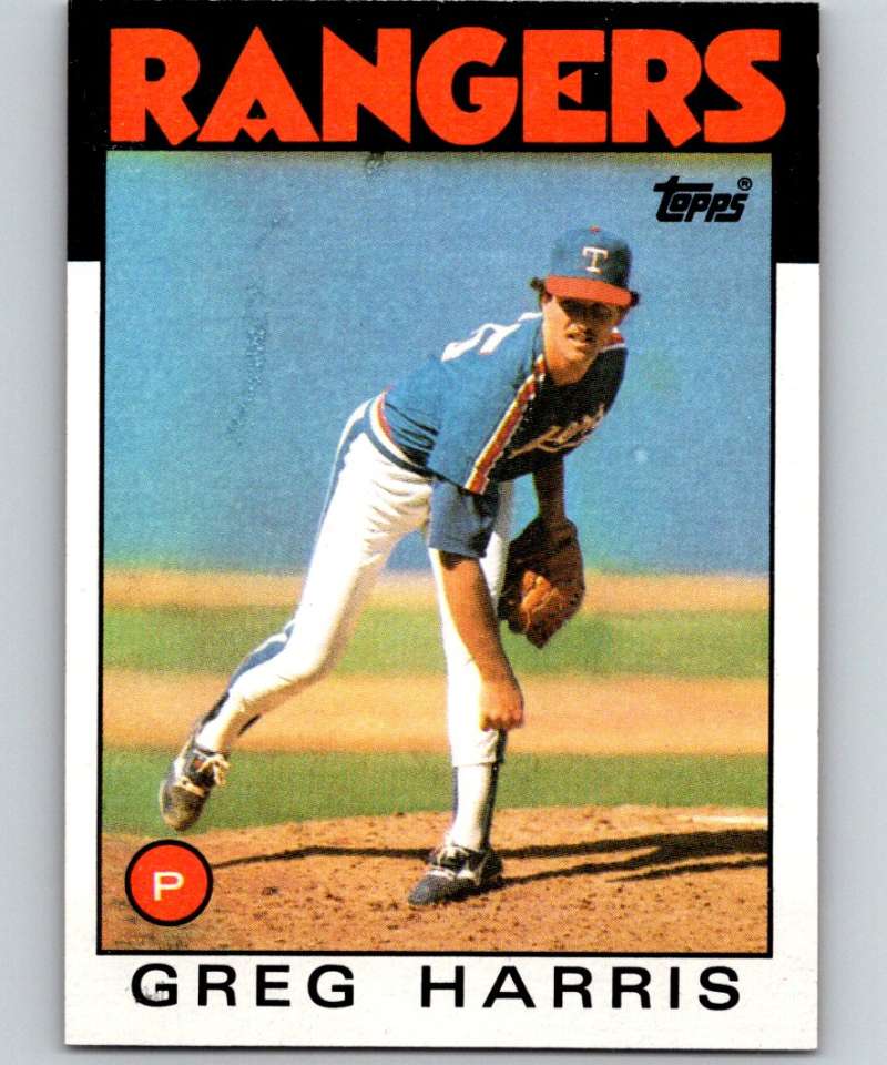 1986 Topps #586 Greg Harris Rangers MLB Baseball Image 1
