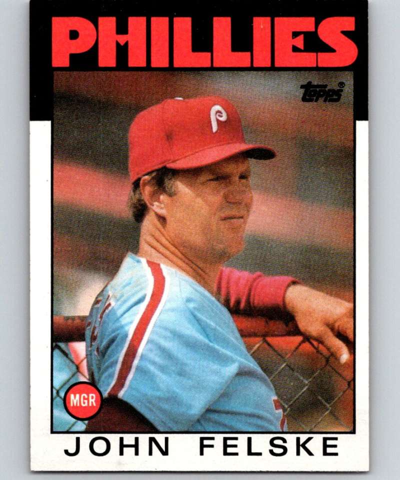 1986 Topps #621 John Felske Phillies MG MLB Baseball Image 1
