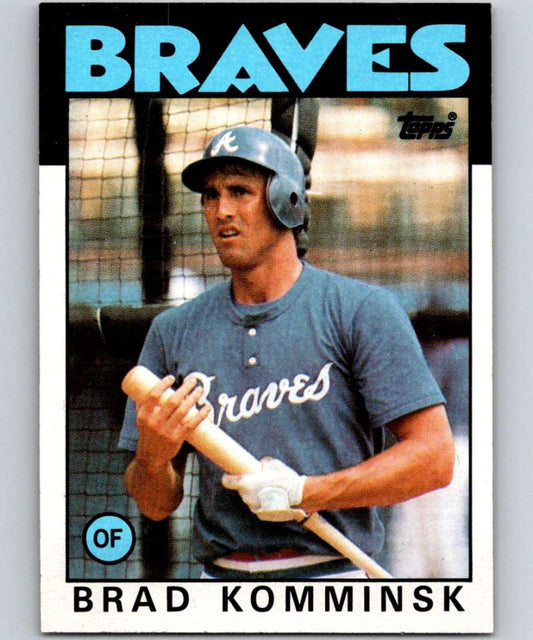 1986 Topps #698 Brad Komminsk Braves MLB Baseball Image 1