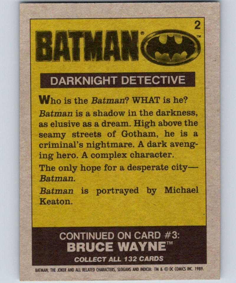 1989 Topps Batman #2 Darkknight Detective