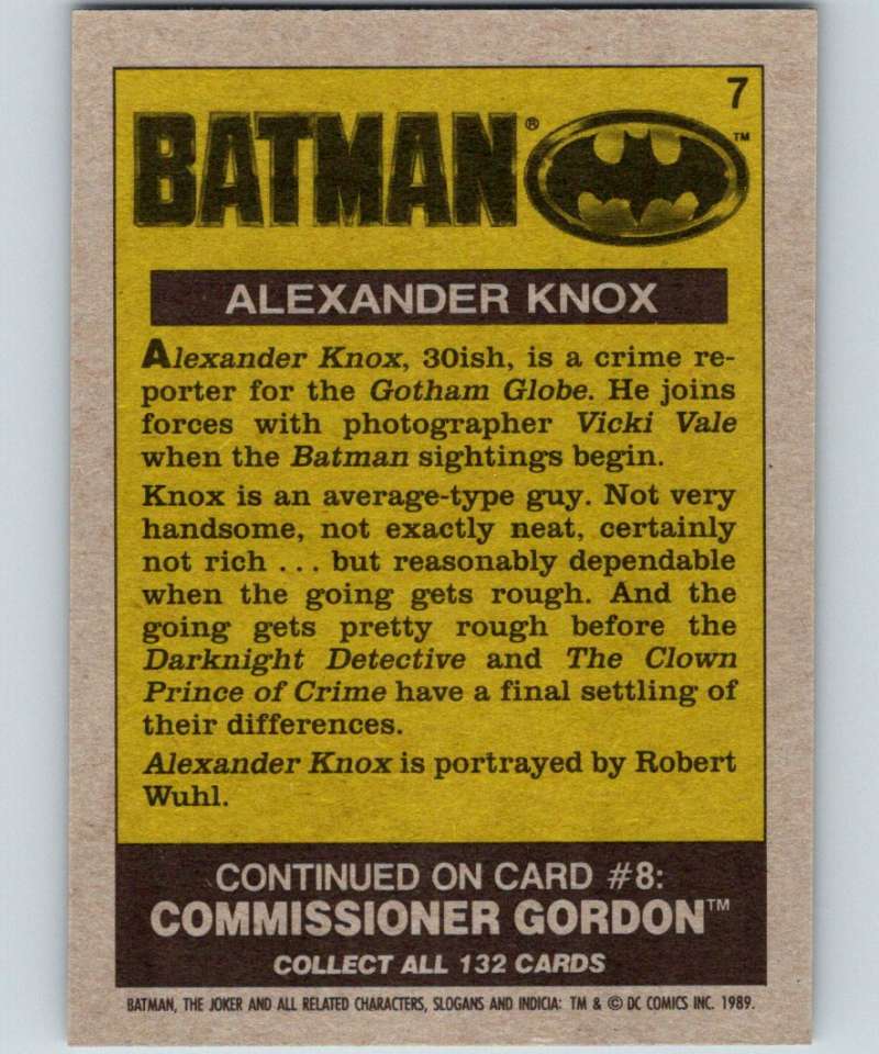 1989 Topps Batman #7 Alexander Knox