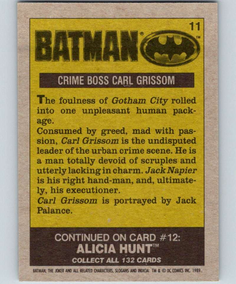 1989 Topps Batman #11 Crime Boss Carl Grissom