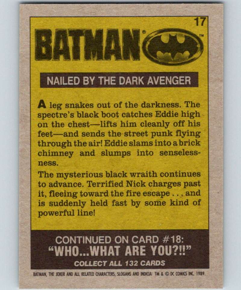 1989 Topps Batman #17 Nailed by the Dark Avener Image 2