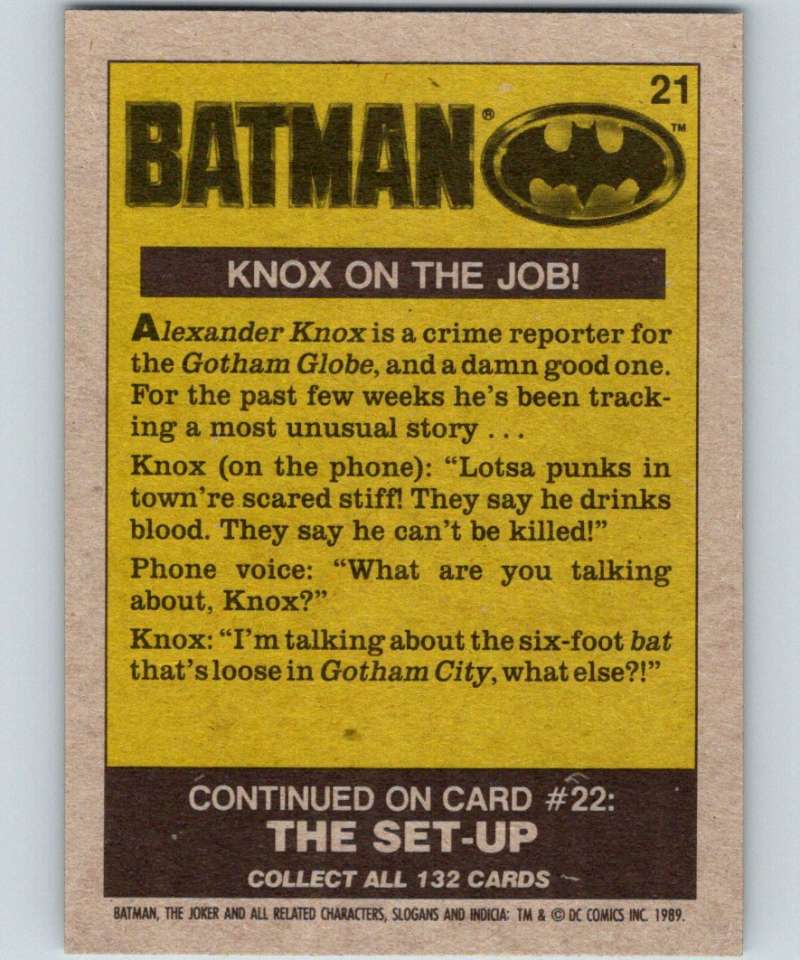 1989 Topps Batman #21 Knox on the job Image 2
