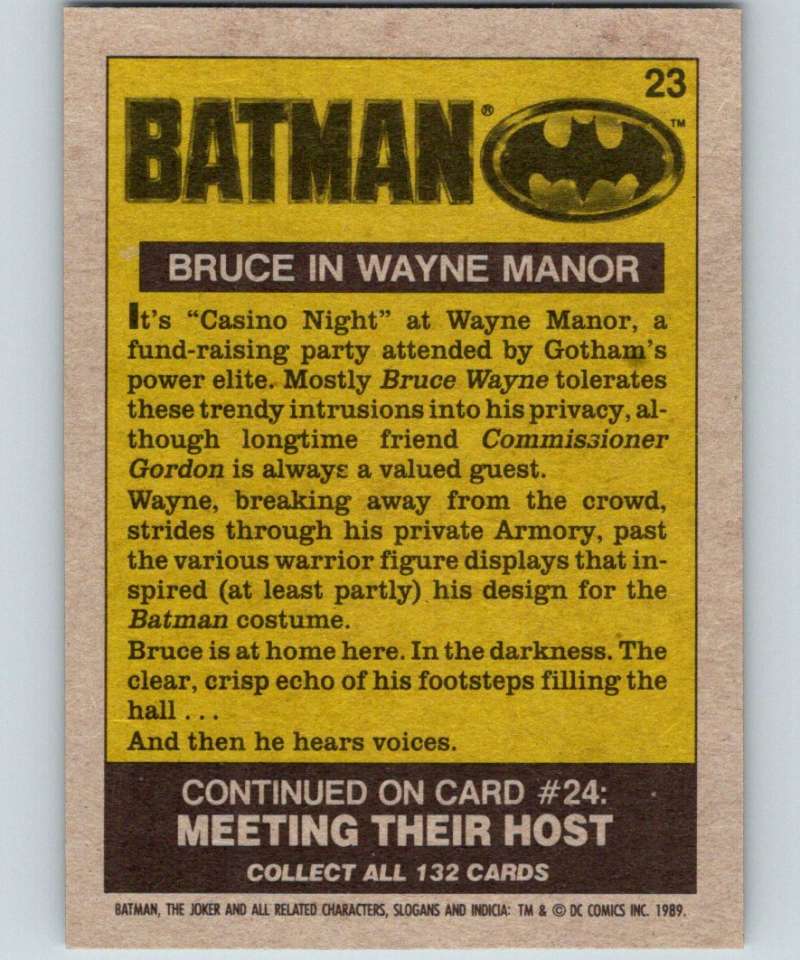 1989 Topps Batman #23 Bruce in Wayne Manor Image 2