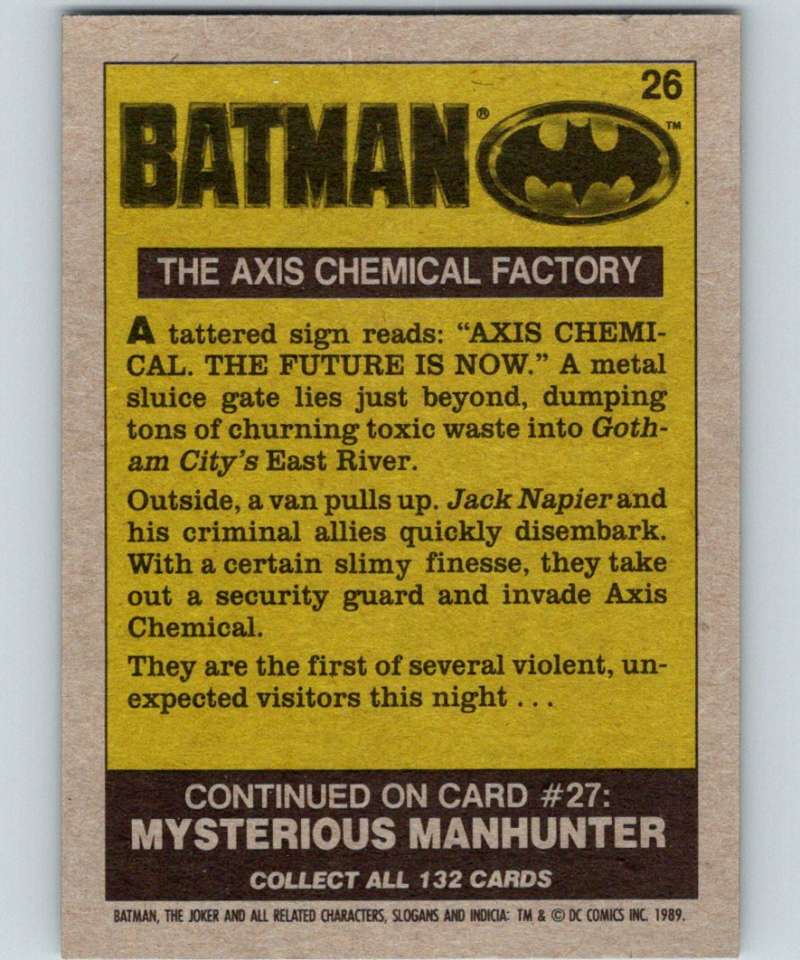 1989 Topps Batman #26 The Axis Chemical factory Image 2