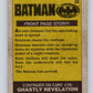 1989 Topps Batman #38 Front Page Story! Image 2