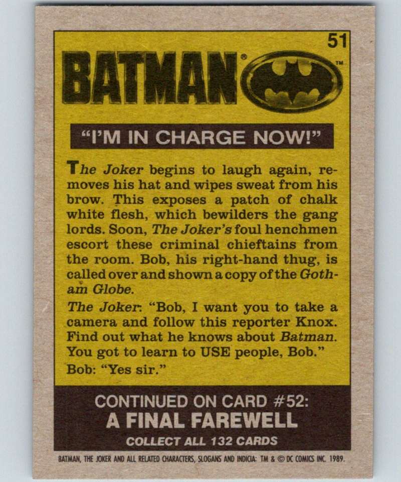 1989 Topps Batman #51 I'm in charge now! Image 2