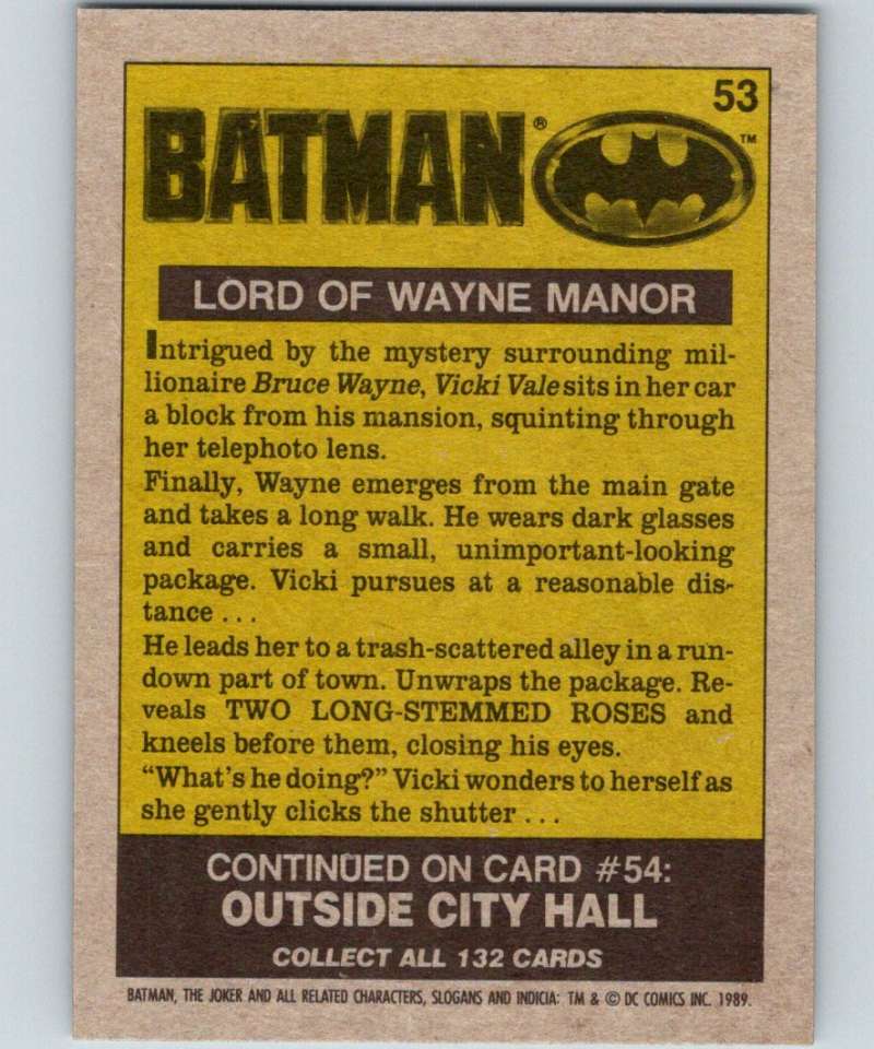 1989 Topps Batman #53 Lord of Wayne Manor Image 2