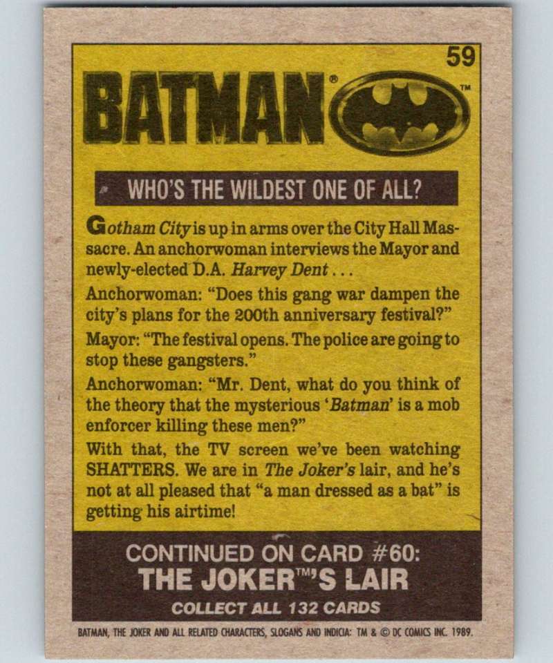 1989 Topps Batman #59 Who's the Wildest one of all? Image 2