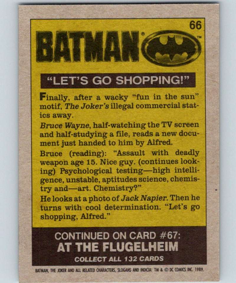 1989 Topps Batman #66 Let's Go Shopping! Image 2