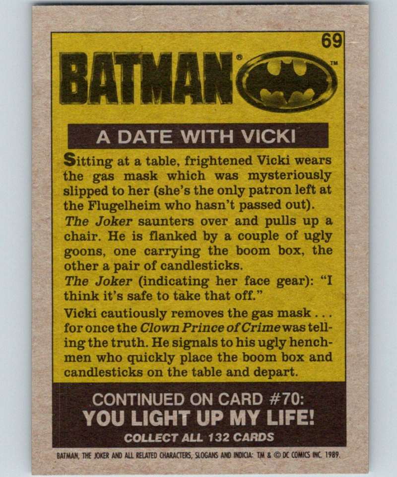 1989 Topps Batman #69 A Date with Vicki Image 2