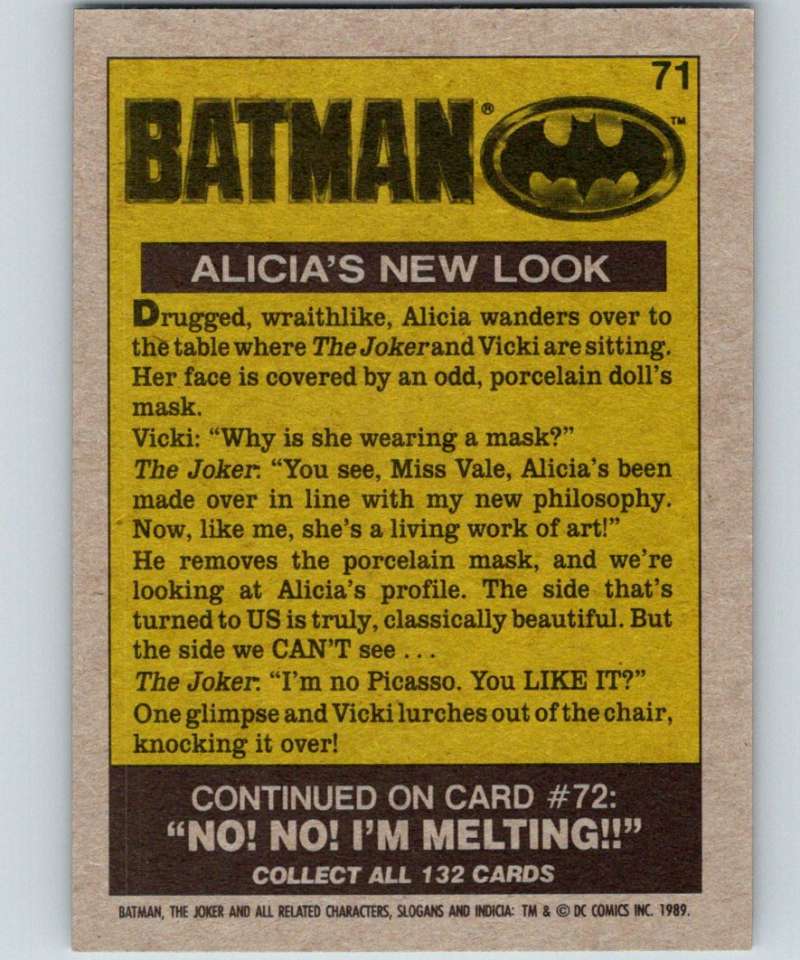 1989 Topps Batman #71 Alicia's New Look Image 2