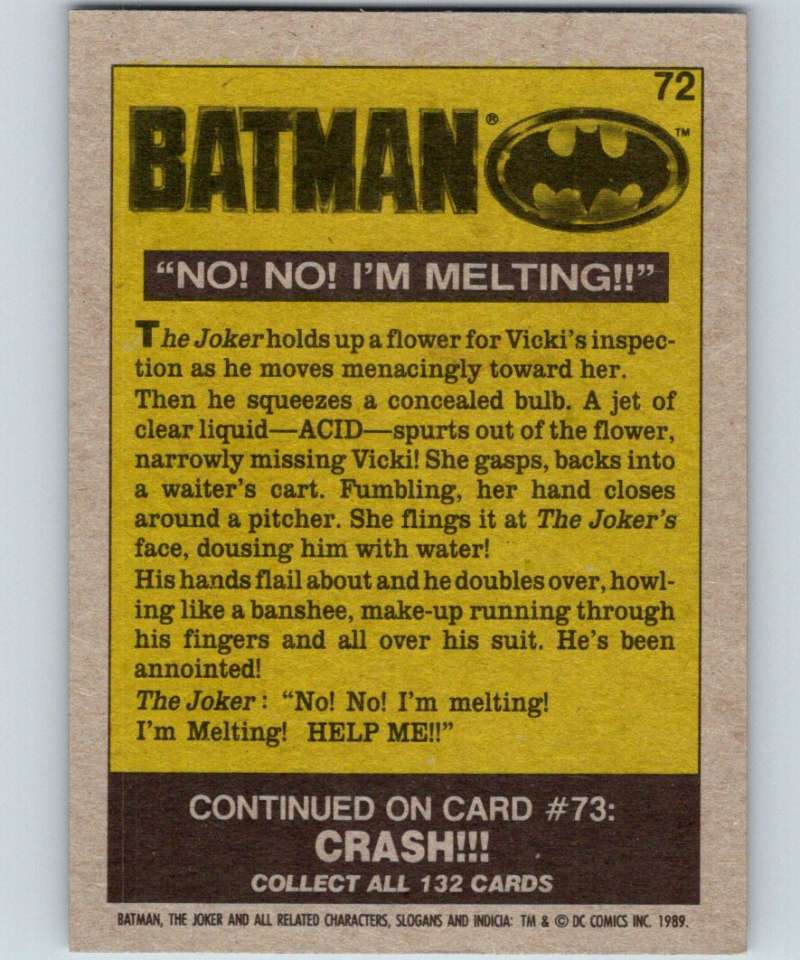 1989 Topps Batman #72 No! No! I'm Melting!! Image 2