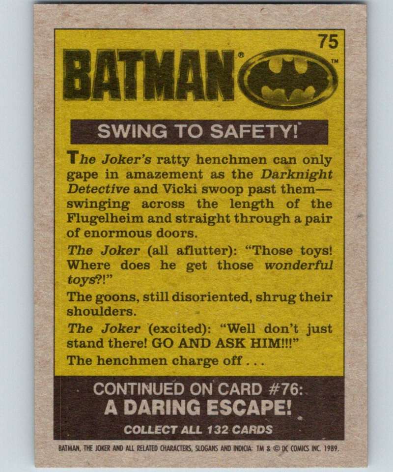 1989 Topps Batman #75 Swing to Safety!