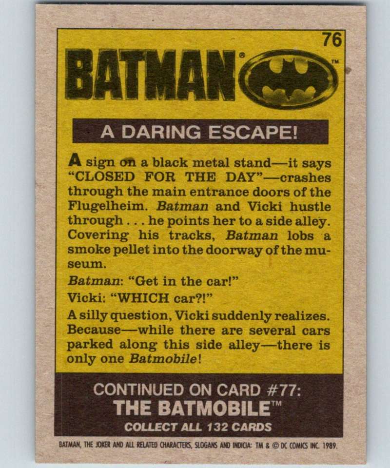 1989 Topps Batman #76 A Daring Escape! Image 2