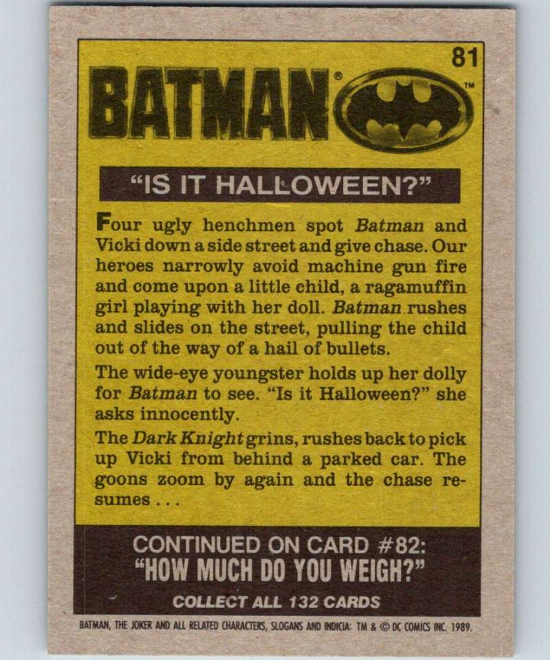 1989 Topps Batman #81 Is It Halloween? Image 2