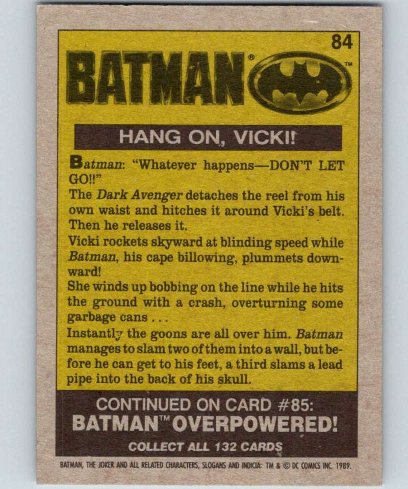 1989 Topps Batman #84 Hang on/Vicki! Image 2