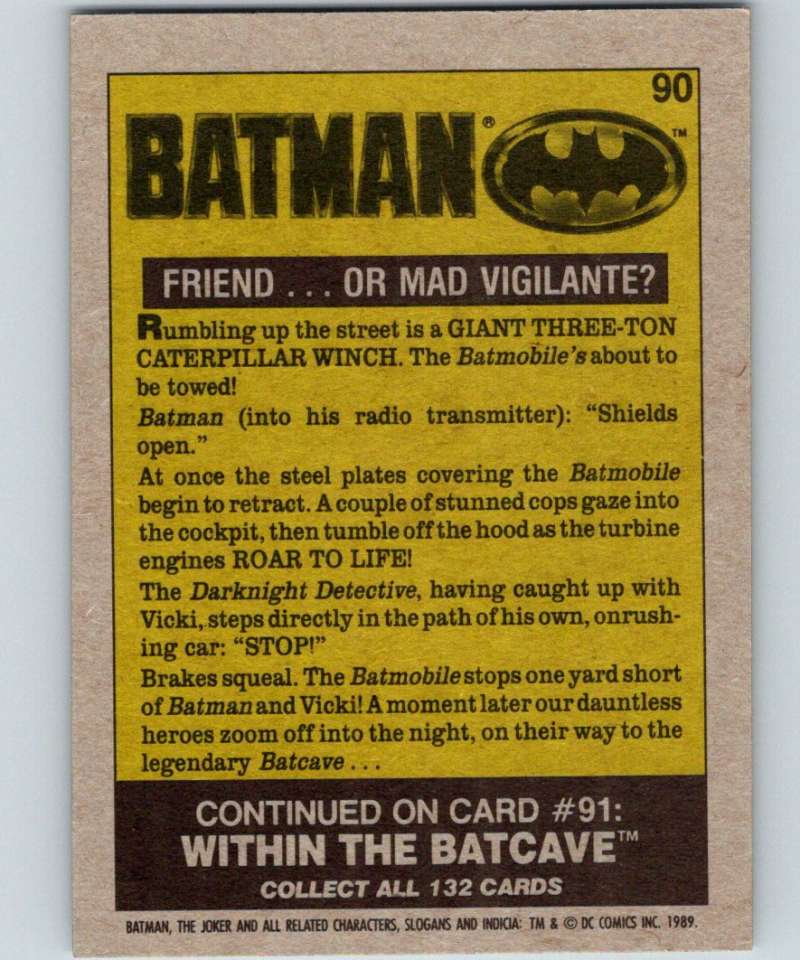 1989 Topps Batman #90 Friend...or Mad Vigilante? Image 2