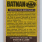 1989 Topps Batman #91 Within the Batcave Image 2