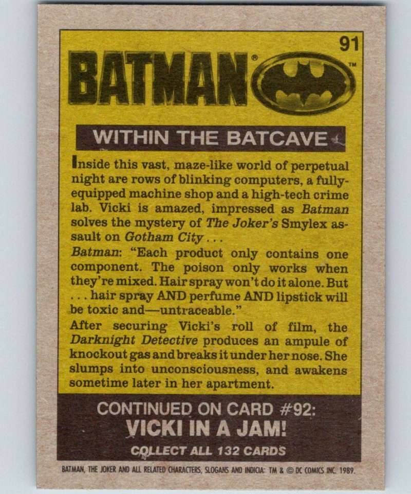 1989 Topps Batman #91 Within the Batcave Image 2